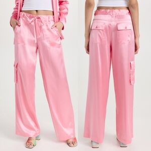 NWT LoveShackFancy Cedric Cargo Silk Pant in Sweet Pink size 0